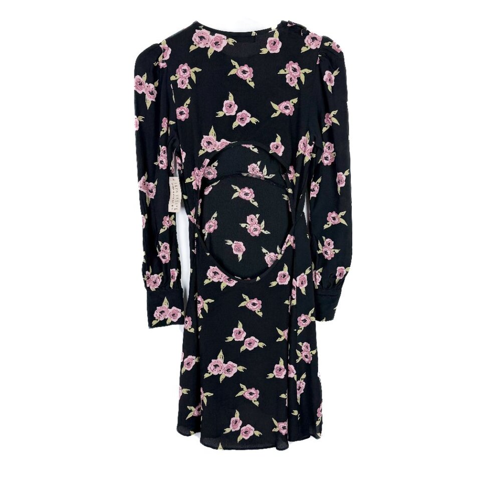 NWT Flynn Skye Elena Mini Dress Night Heavens Floral Long Sleeve Black Size XS - Picture 9 of 15
